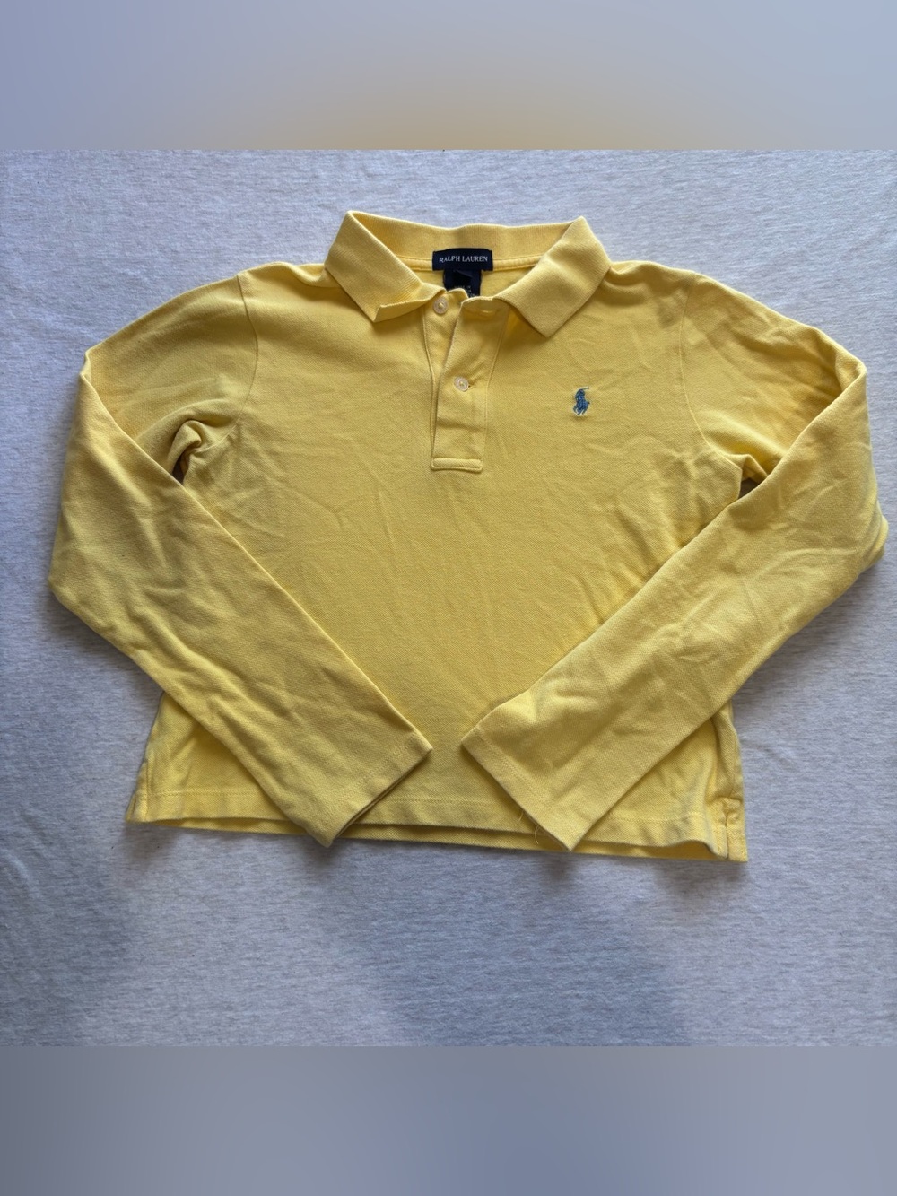 Ralph Lauren Youth Yellow Long Sleeve Polo Shirt Size L Classic Preppy